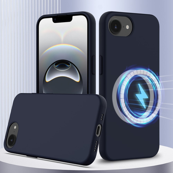 Etui do iPhone 16e, Silicone MagSafe, ciemnoniebieskie