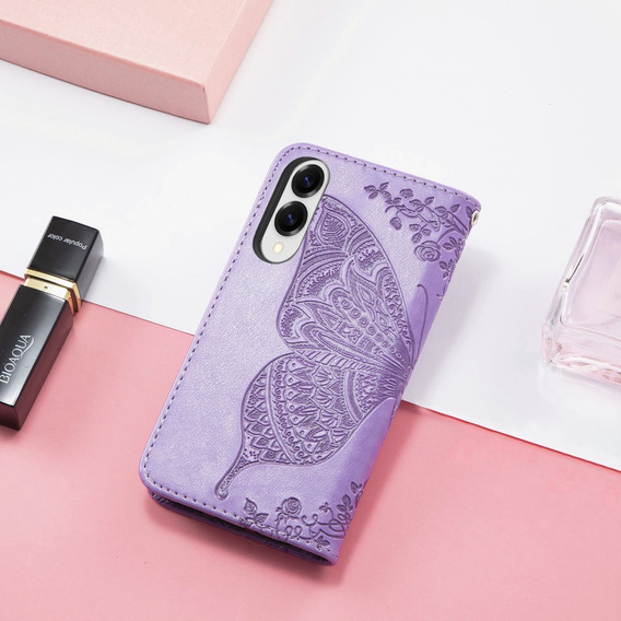 Etui z klapką do Samsung Galaxy S25 Edge, Motyl, fioletowe