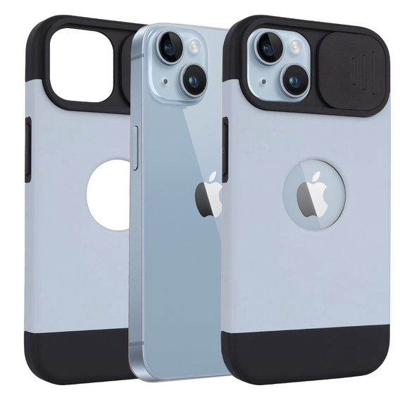 Etui ERBORD MagSafe Cam Slider do iPhone 13 / iPhone 14, niebieskie + Szkło na ekran
