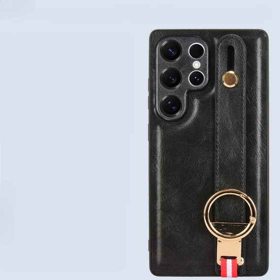 Etui do Samsung Galaxy S25 Ultra z paskiem na nadgarstek i podstawką – czarne