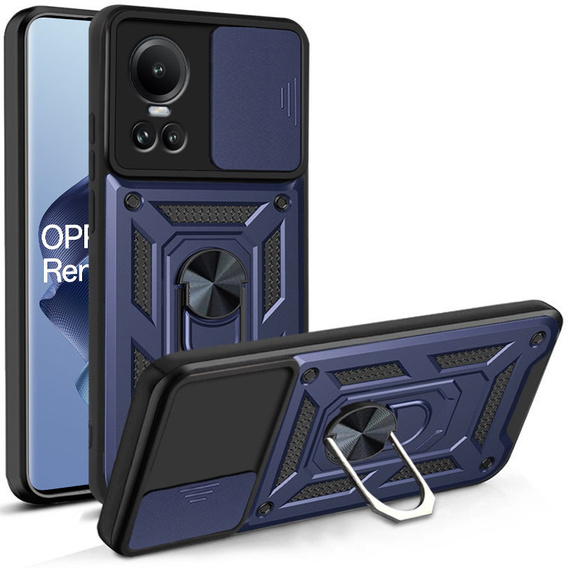 Etui pancerne do Oppo Reno 10 / 10 Pro, CamShield Slide, niebieskie