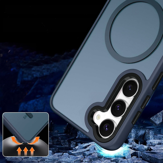 Etui do Samsung Galaxy S21 FE, do MagSafe, ERBORD Matt Case, granatowy + Szkło na ekran