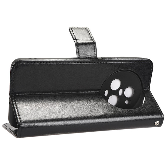 Etui z klapką do Honor Magic 5 Pro, Crazy Horse Wallet, czarne