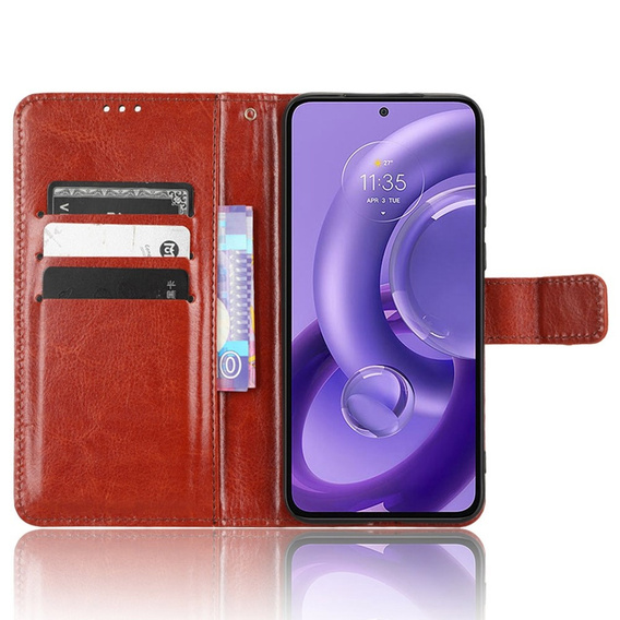 Etui z klapką do Motorola Edge 30 Neo 5G, Crazy Horse Wallet, brązowe