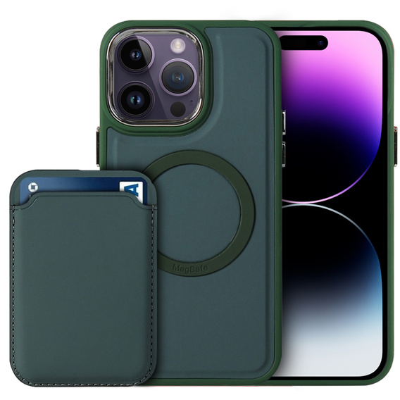 Etui do iPhone 14 Pro Max, Skin-touch MagSafe, zielone