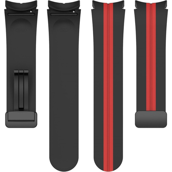Pasek Silikonowy do Samsung Galaxy Watch 4/5/6 40/42/43/44/45/46/47mm, Czarny / Czerwony