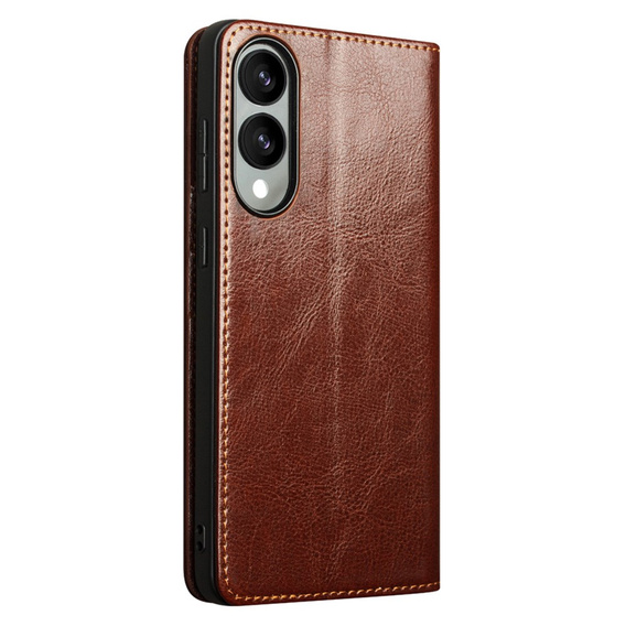 Etui z klapką ze skóry naturalnej do Samsung Galaxy S25 Edge – elegancka ochrona i funkcjonalność - brązowe