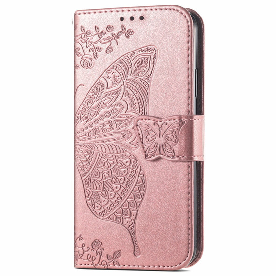 Etui z klapką do Infinix Note 40 Pro Plus, Butterfly, różowe rose gold