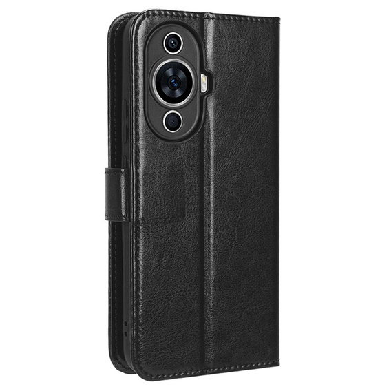 Etui z klapką do Huawei Nova 11 Pro, Crazy Horse Wallet, czarne