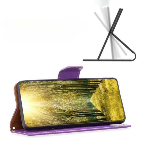 Etui z klapką do Samsung Galaxy A34 5G, Wallet Litchi Magnet, fioletowe