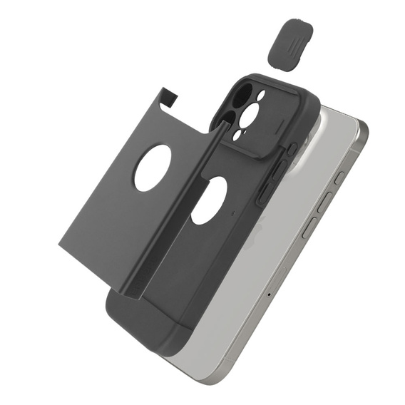 Etui do iPhone 15 Pro Max, ERBORD MagProtect Cam Slider do MagSafe, czarne + Szkło hartowane