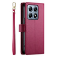Etui z klapką do Xiaomi 14T Pro, Wallet Zipper Pocket, czerwone