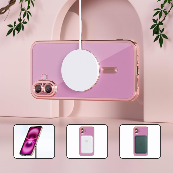 Etui do iPhone 16 Plus, Electro MagSafe, różowe + Szkło na ekran
