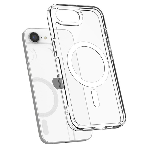 Etui z MagSafe Spigen do iPhone 16E, Ultra Hybrid, przezroczyste / białe + Szkło Hartowane 9H