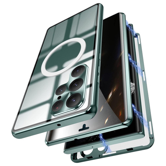 Etui Magnetic Dual Glass MagSafe do Samsung Galaxy S22 Ultra, zielone