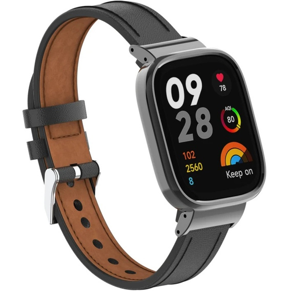 Pasek Skórzany do Xiaomi Redmi Watch 3 Active, Czarny