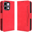 Etui z klapką do Oppo Reno 14, Card Slot, portfelowe, czerwone