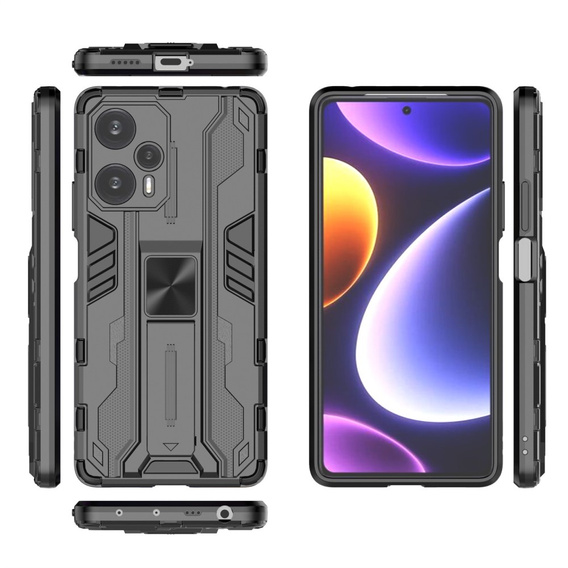 Etui do Xiaomi Poco F5, Military kickstand, czarne