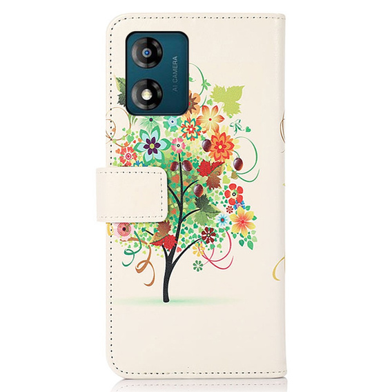 Etui z klapką do Motorola Moto E13, Wallet, Flower Tree zielone
