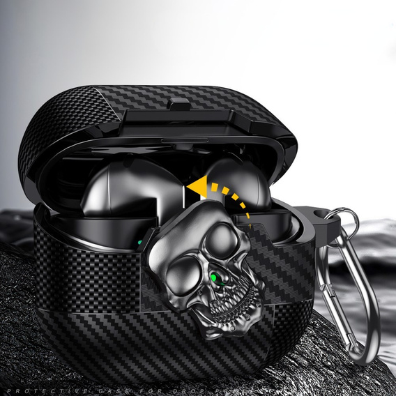 Czarne etui z czaszką do Galaxy Buds3 / Buds3 Pro – styl i ochrona w jednym