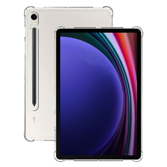 Zestaw Etui do Samsung Galaxy Tab S9, z miejscem na rysik, Silikonowe, Przezroczyste + Szkło