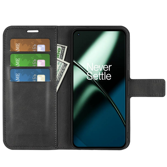 Etui z klapką do OnePlus 11 5G, Wallet Case, czarne