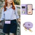 Etui z klapką do Samsung Galaxy A55 5G, Rhombus Crossbody Leather, fioletowe