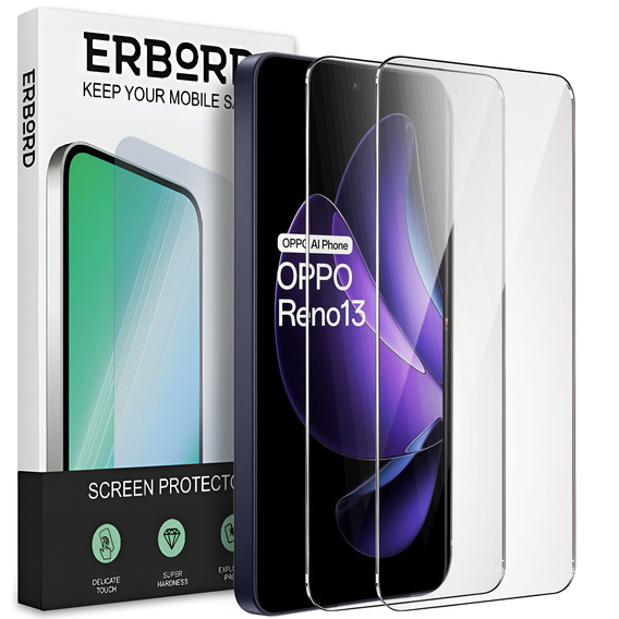 2x Szkło Hartowane ERBORD 9H Hard Glass do Oppo Reno 13 – codzienna ochrona w eleganckim wydaniu