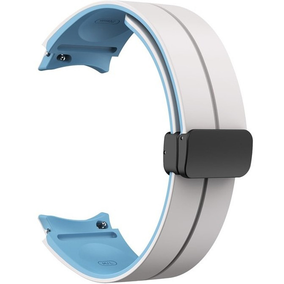 Pasek Silikonowy do Samsung Galaxy Watch 4/5/6 40/42/43/44/45/46/47mm, Biały / Niebieski