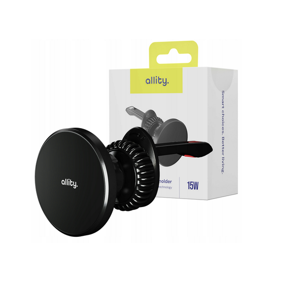 Allity ACH-300 15W – Magnetyczny Uchwyt Samochodowy z Ładowaniem Bezprzewodowym - czarny