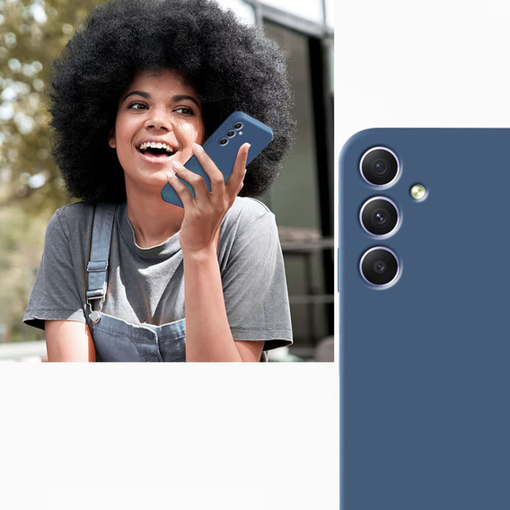 Zestaw Etui do Samsung Galaxy A54 5G, silicone lite, silikonowe, niebieskie + szkło