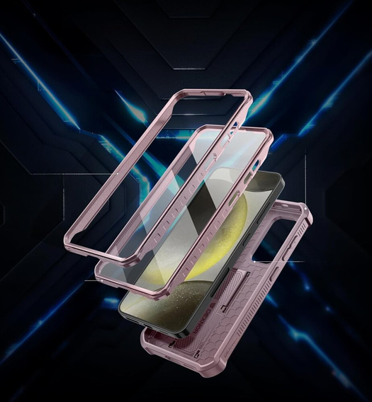 Etui pancerne do Samsung Galaxy S24, Dexnor Full Body (Two Frames), różowe