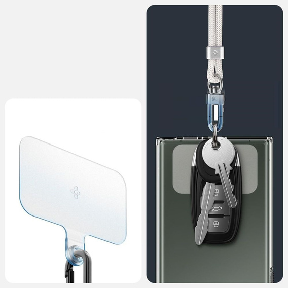 Smycz do telefonu Spigen Crossbody Strap + Wrist Strap + ConTag,  biała