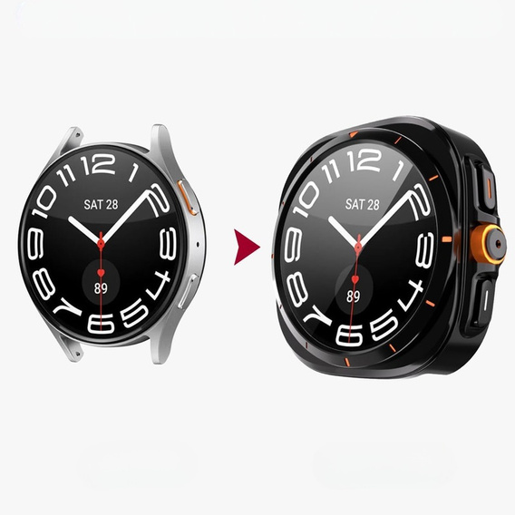 2w1 Etui + Szkło Hartowane do Samsung Galaxy Watch 7 40mm, Czarne