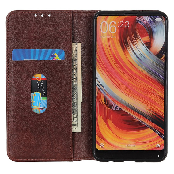 Etui do Xiaomi 14T, Wallet Litchi Leather, brązowe