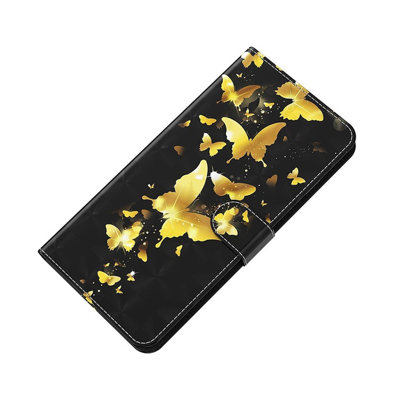 Etui Wallet do Samsung Galaxy A52 / A52s, Light spots, Gold Butterfly