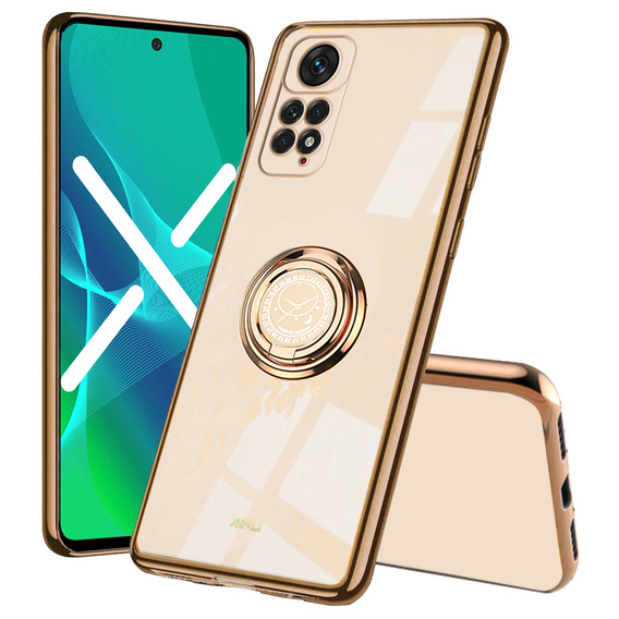 Zestaw Etui do Xiaomi Redmi Note 11/11s, Electro Ring, Różowe rose gold + szkło