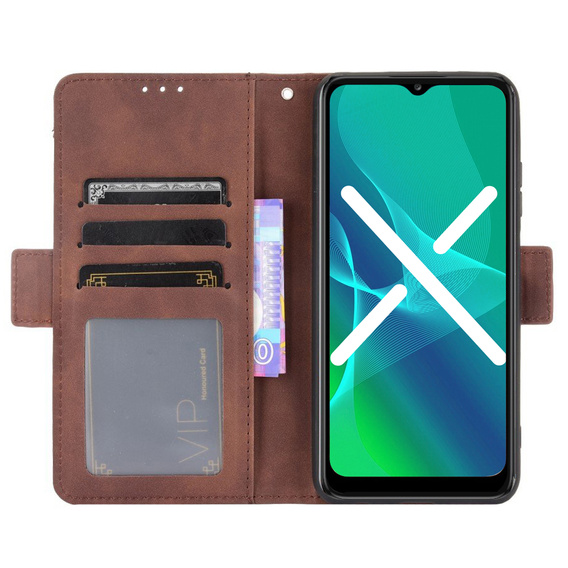 Etui z klapką do Realme GT2 Pro, Card Slot, brązowe