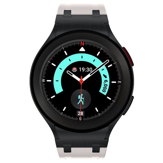 Pasek silikonowy do Samsung Galaxy Watch 4/5/6/7/FE 40/42/43/44/45/46/47mm, Beżowy / czarna klamra