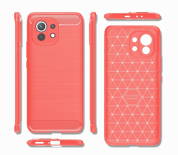 Etui do Xiaomi Mi 11, Karbon, czerwone