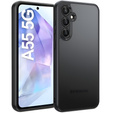 Etui do Samsung Galaxy A55 5G, Matte Hybrid, z ochroną aparatu, przezroczyste / czarne