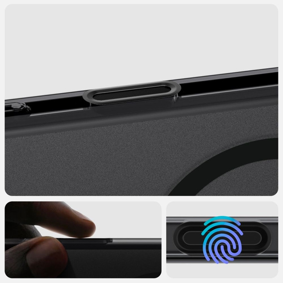 Etui z MagSafe Spigen do iPhone 16 Pro, Ultra Hybrid "T", matowe przezroczyste / czarne + Szkło