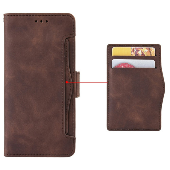 Etui z klapką do Honor Magic 7 Pro, Card Slot, brązowe