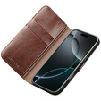 Etui ze skóry z klapką QIALINO Genuine Cow Leather do iPhone 17 Pro, brązowy