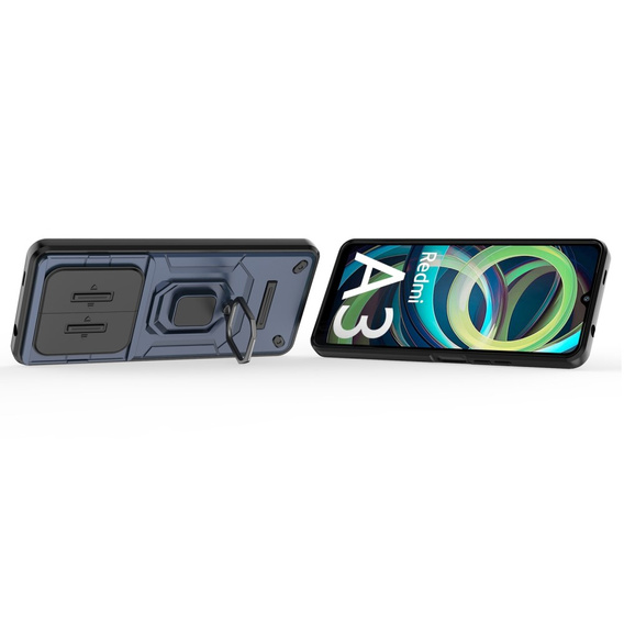 Etui do Xiaomi Redmi A3, KickStand Camera Lens, niebieskie