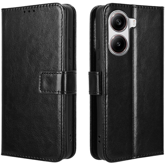 Etui z klapką do Xiaomi Poco X7 Pro 5G, Crazy Horse Wallet, czarne