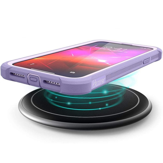Etui do iPhone 11, Dexnor Full Body Rugged, przezroczyste / fioletowe