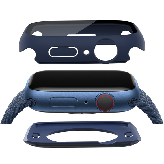 2w1 Etui + Szkło Hartowane do Apple Watch 7/8/9 45MM, Granatowe