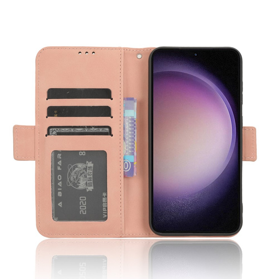 Etui z klapką do Samsung Galaxy S23 FE, Card Slot, różowe