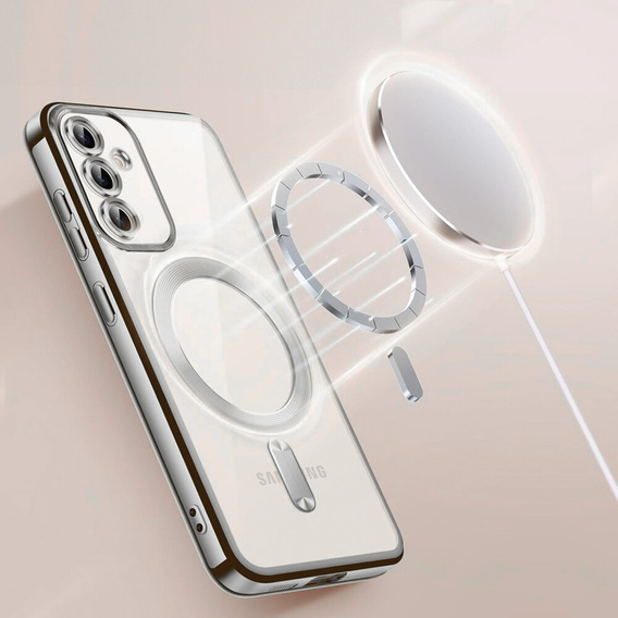 Etui do Samsung Galaxy S23, Electro MagSafe, srebrne + Szkło na ekran